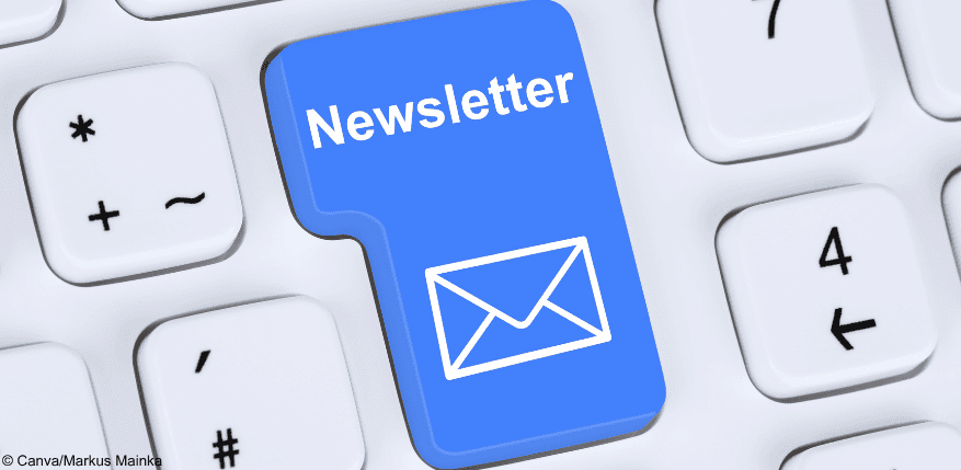 Eine Taste einer Tastatur mit "Newsletter" darauf: ein LinkedIn-Kontakt ist keine Einwilligung in einen Newsletter.