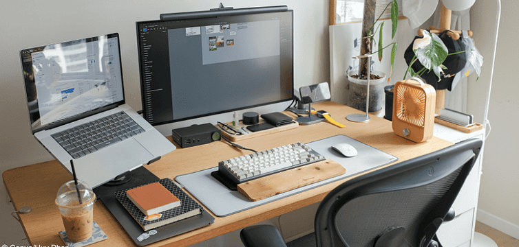 Eingerichtetes Homeoffice.